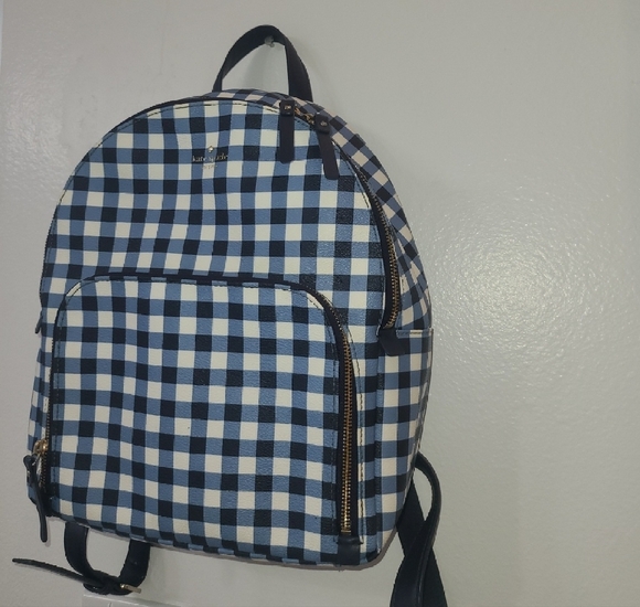 Kate Spade Navy and White Checkered Backpack main image 8